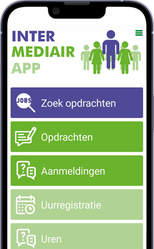 Urenregistratie app hoofdmenu