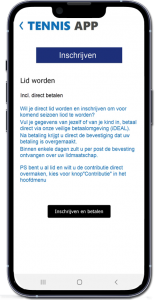 Tennis app inschrijven
