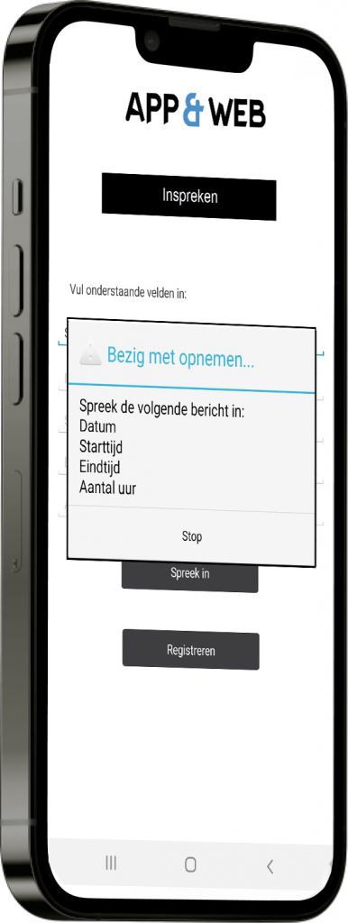 Urenregistratie inspreken appandweb.nl