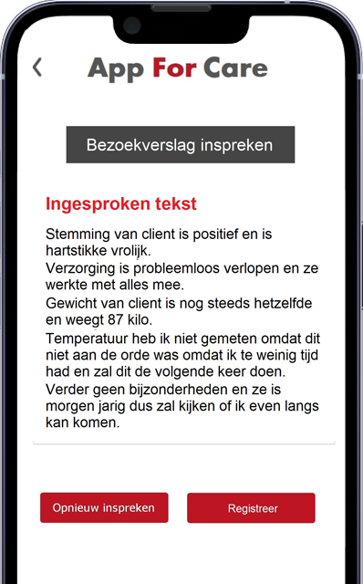 Zorgapp ingesproken tekst controleren