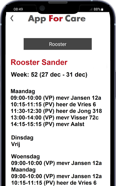 Zorgapp rooster